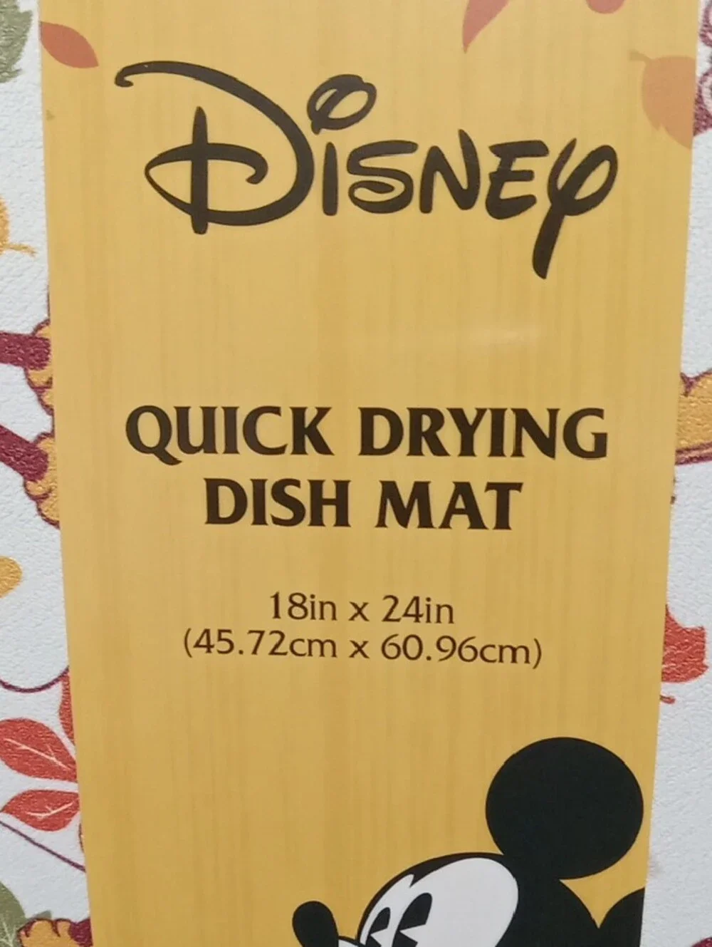 Disney Mickey Mouse Quick Drying Dish Mat - Fall Leaves Design (White/Red/Green)